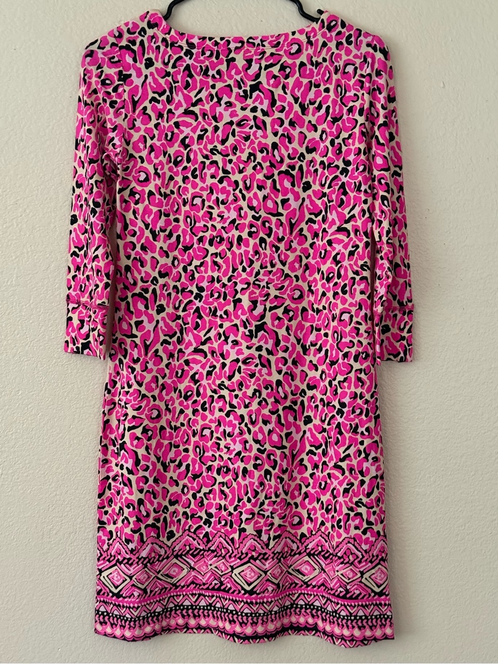NWT LILLY PULITZER Sophie Pink Leopard Print Shift Dress with Border Trim - Picture 2 of 6